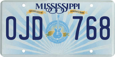 MS license plate OJD768