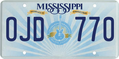 MS license plate OJD770