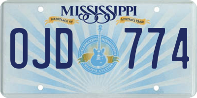 MS license plate OJD774