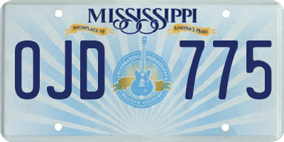 MS license plate OJD775