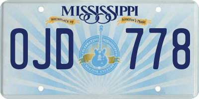 MS license plate OJD778