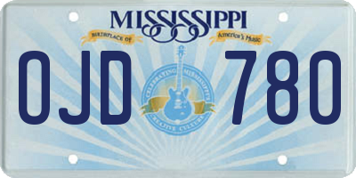 MS license plate OJD780