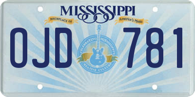 MS license plate OJD781