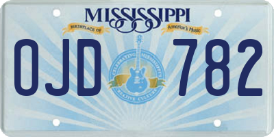 MS license plate OJD782