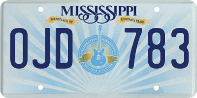 MS license plate OJD783