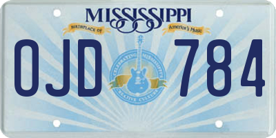 MS license plate OJD784