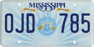 MS license plate OJD785
