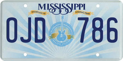 MS license plate OJD786