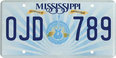 MS license plate OJD789