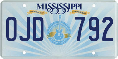MS license plate OJD792