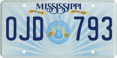 MS license plate OJD793