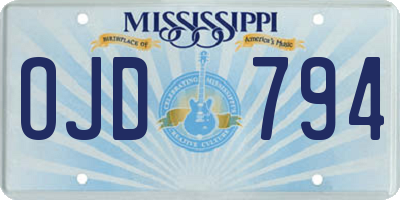 MS license plate OJD794