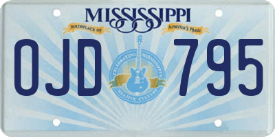 MS license plate OJD795