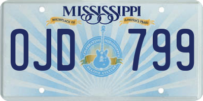 MS license plate OJD799