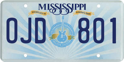 MS license plate OJD801