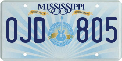 MS license plate OJD805