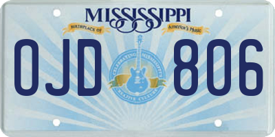 MS license plate OJD806