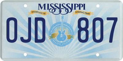 MS license plate OJD807