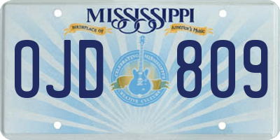 MS license plate OJD809
