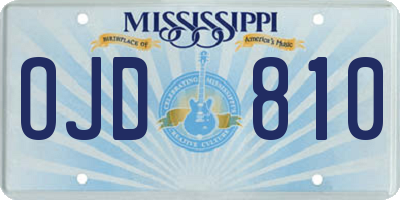 MS license plate OJD810