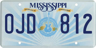 MS license plate OJD812