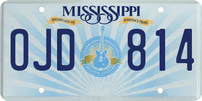 MS license plate OJD814