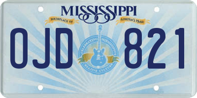 MS license plate OJD821