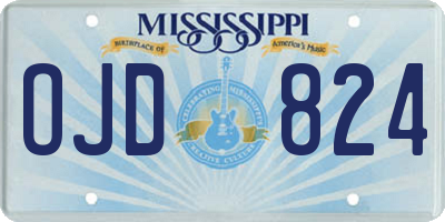 MS license plate OJD824