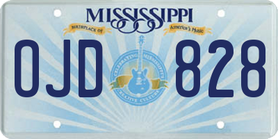 MS license plate OJD828