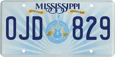MS license plate OJD829