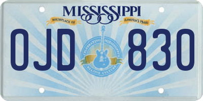 MS license plate OJD830