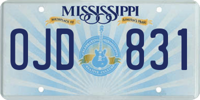 MS license plate OJD831