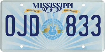 MS license plate OJD833