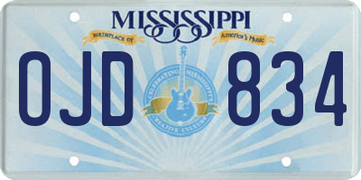 MS license plate OJD834