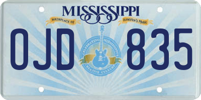 MS license plate OJD835