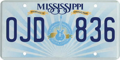 MS license plate OJD836