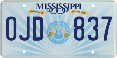 MS license plate OJD837