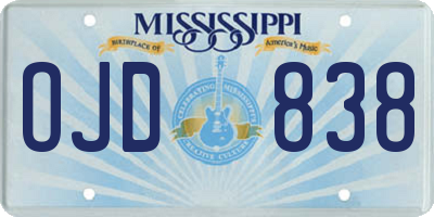 MS license plate OJD838