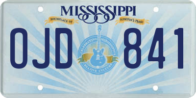 MS license plate OJD841