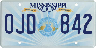 MS license plate OJD842