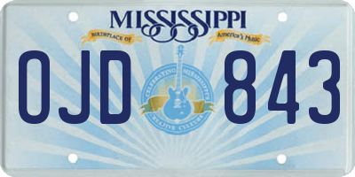 MS license plate OJD843