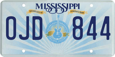 MS license plate OJD844