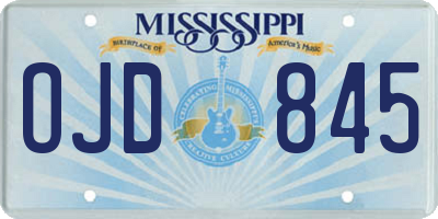 MS license plate OJD845