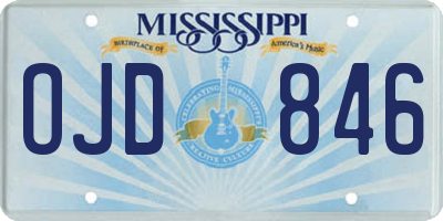 MS license plate OJD846