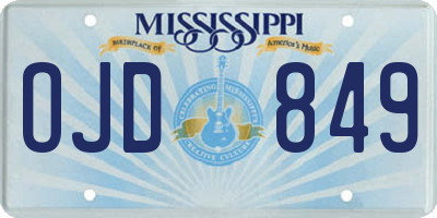 MS license plate OJD849
