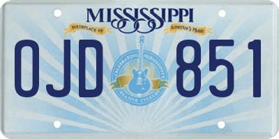 MS license plate OJD851