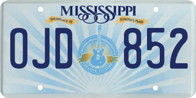 MS license plate OJD852