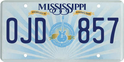 MS license plate OJD857