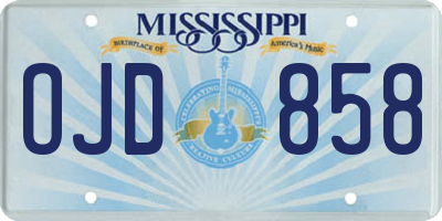 MS license plate OJD858