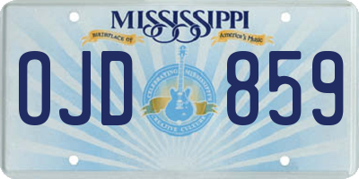 MS license plate OJD859